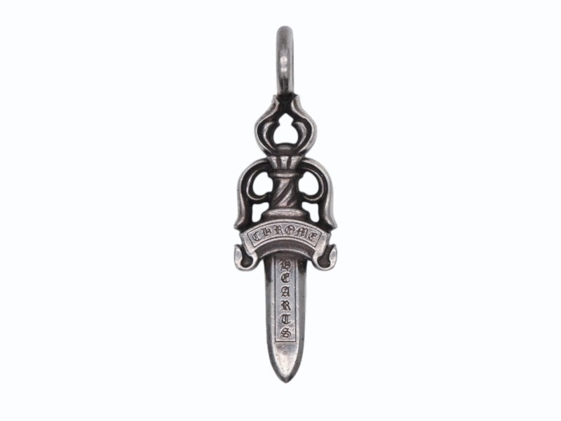 CHROME HEARTS クロムハーツ ダブルダガー ペンダント シルバーネックレストップ シルバー925 21.8g 美品 中古 4b007765
