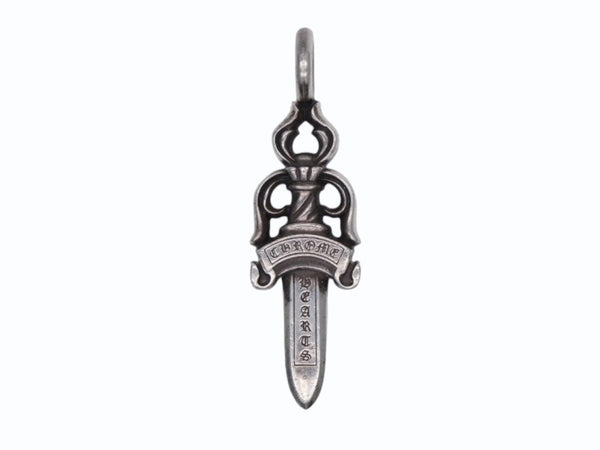 CHROME HEARTS クロムハーツ ダブルダガー ペンダント シルバーネックレストップ シルバー925 21.8g 美品 中古 4b007765