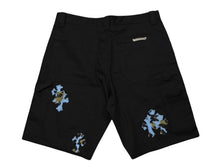 画像をギャラリービューアに読み込む, 新品同様 CHROME HEARTS クロムハーツ セントバース限定 デニム クロスパッチ ダブルニーハーフパンツ サイズ34 シルバー925 ハラコ コットン 中古 4b007769