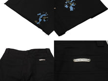 画像をギャラリービューアに読み込む, 新品同様 CHROME HEARTS クロムハーツ セントバース限定 デニム クロスパッチ ダブルニーハーフパンツ サイズ34 シルバー925 ハラコ コットン 中古 4b007769