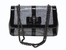 Load image into Gallery viewer, ChristianLouboutin クリスチャンルブタン スウィートチャリティスモールレディグリッター ショルダーバッグ パテント シルバー ブラック 美品 中古 4b007771