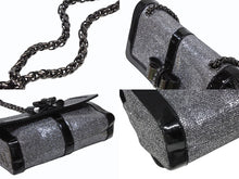 Load image into Gallery viewer, ChristianLouboutin クリスチャンルブタン スウィートチャリティスモールレディグリッター ショルダーバッグ パテント シルバー ブラック 美品 中古 4b007771