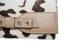 画像をギャラリービューアに読み込む, VALENTINO ヴァレンティノ 二つ折り長財布 PR 07 752GIB ハラコ レザー クリーム ベージュ ゴールド金具 美品 中古 4b007781