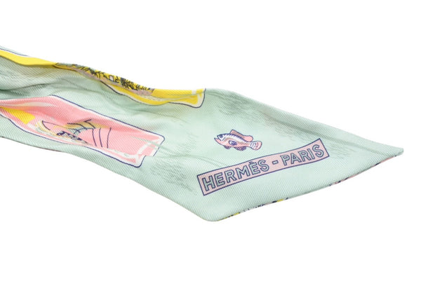HERMES エルメス ツイリ― スカーフ ボトルシップ シルク グリーン マルチカラー 美品 中古 4b007841