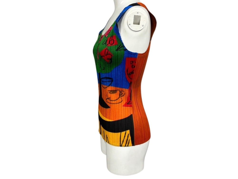極美品 ISSEY MIYAKE イッセイミヤケ PLEATS PLEASE プリーツプリーズ タンクトップ PP11-JK776 サイズ3 オレンジ 中古 4b010918