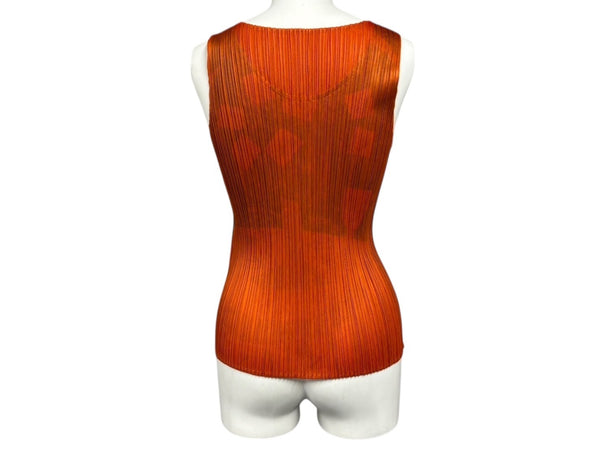 極美品 ISSEY MIYAKE イッセイミヤケ PLEATS PLEASE プリーツプリーズ タンクトップ PP11-JK776 サイズ3 オレンジ 中古 4b010918