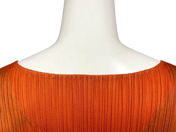 極美品 ISSEY MIYAKE イッセイミヤケ PLEATS PLEASE プリーツプリーズ タンクトップ PP11-JK776 サイズ3 オレンジ 中古 4b010918