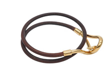 Load image into Gallery viewer, HERMES エルメス Jumbo H ジャンボチョーカー ネックレス 2連ブレスレット アクセサリー レザー ブラウン ゴールド金具 美品 中古 4b007854