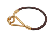 Load image into Gallery viewer, HERMES エルメス Jumbo H ジャンボブレスレット アクセサリー レザー ブラウン ゴールド金具 美品 中古 4b007855