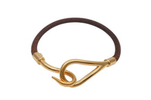 Load image into Gallery viewer, HERMES エルメス Jumbo H ジャンボブレスレット アクセサリー レザー ブラウン ゴールド金具 美品 中古 4b007855