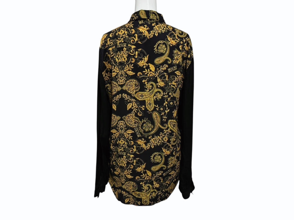 VERSACE JEANS COUTURE ヴェルサーチ ジーンズ クチュール 長袖シャツ BIGZA6S9-0761 9 ブラック イエロー サイズXS 美品 中古 4b007861