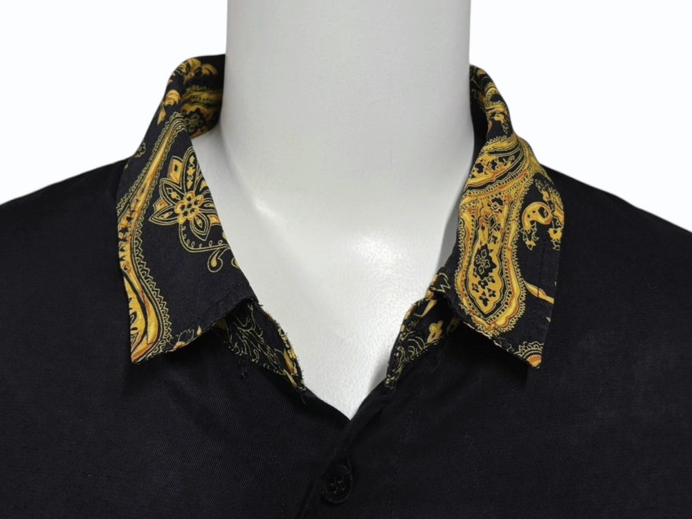 VERSACE JEANS COUTURE ヴェルサーチ ジーンズ クチュール 長袖シャツ BIGZA6S9-0761 9 ブラック イエロー サイズXS 美品 中古 4b007861
