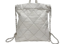 画像をギャラリービューアに読み込む, CHANEL シャネル CHANEL22 チェーンショルダーリュック ラージ 2WAY AS3313 ランダム番台 カーフ ココマーク ホワイト 美品 中古 4b007871