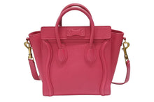 画像をギャラリービューアに読み込む, 極美品 CELINE セリーヌ ラゲージ ナノ ショッパーバッグ 2WAYバッグ U-AT-0129 レザー ピンク アンティークゴールド金具 中古 4b007873