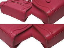 画像をギャラリービューアに読み込む, 極美品 CELINE セリーヌ ラゲージ ナノ ショッパーバッグ 2WAYバッグ U-AT-0129 レザー ピンク アンティークゴールド金具 中古 4b007873