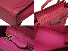 画像をギャラリービューアに読み込む, 極美品 CELINE セリーヌ ラゲージ ナノ ショッパーバッグ 2WAYバッグ U-AT-0129 レザー ピンク アンティークゴールド金具 中古 4b007873