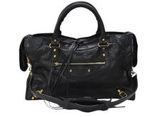 画像をギャラリービューアに読み込む, BALENCIAGA バレンシアガ ザシティ 2WAYバッグ ハンドバッグ ショルダーバッグ 115748 レザー ブラック ゴールド金具 美品 中古 4b007877