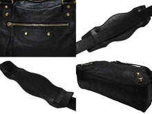 画像をギャラリービューアに読み込む, BALENCIAGA バレンシアガ ザシティ 2WAYバッグ ハンドバッグ ショルダーバッグ 115748 レザー ブラック ゴールド金具 美品 中古 4b007877