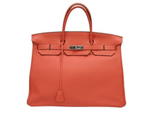画像をギャラリービューアに読み込む, 極美品 HERMES エルメス バーキン40 ハンドバッグ ◻︎R刻印 トゴ ルージュピヴォワンヌ シルバー金具 2014年 内縫い 中古 4b007882