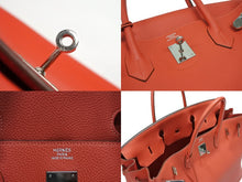 画像をギャラリービューアに読み込む, 極美品 HERMES エルメス バーキン40 ハンドバッグ ◻︎R刻印 トゴ ルージュピヴォワンヌ シルバー金具 2014年 内縫い 中古 4b007882
