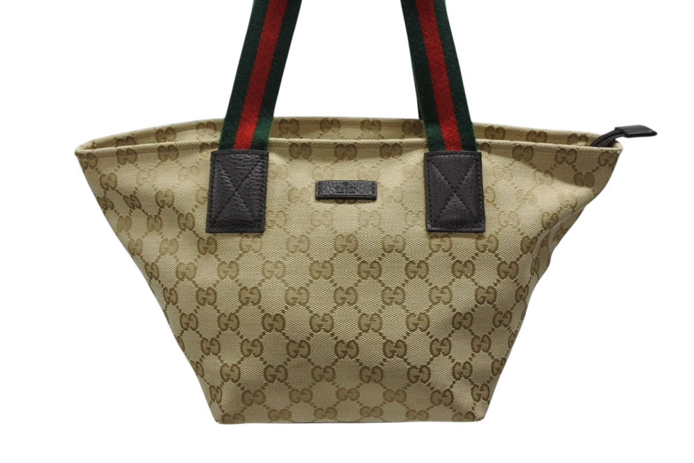 極美品 GUCCI グッチ ハンドバッグ シェリーライン 374433 イタリア製 ベージュ レッド グリーン GGキャンバス レザー 中古 4b007884