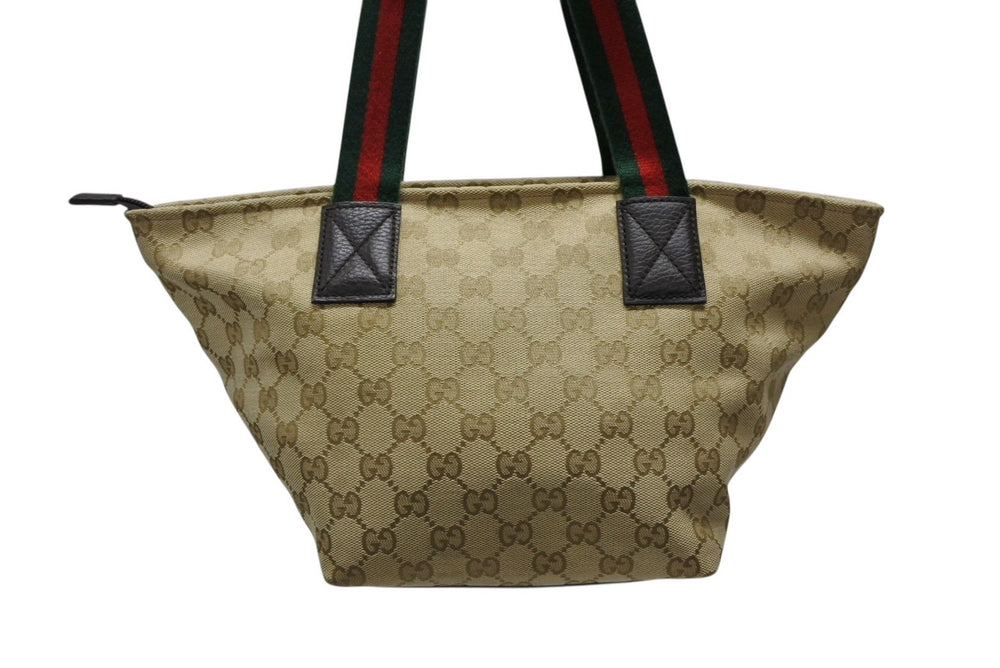 極美品 GUCCI グッチ ハンドバッグ シェリーライン 374433 イタリア製 ベージュ レッド グリーン GGキャンバス レザー 中古 4b007884