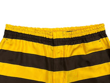 画像をギャラリービューアに読み込む, 極美品 PRADA プラダ ボーダー シルクショートパンツ ショーツ SPH218 サイズS イエロー ブラウン トライアングルパッチ 中古 4b007886