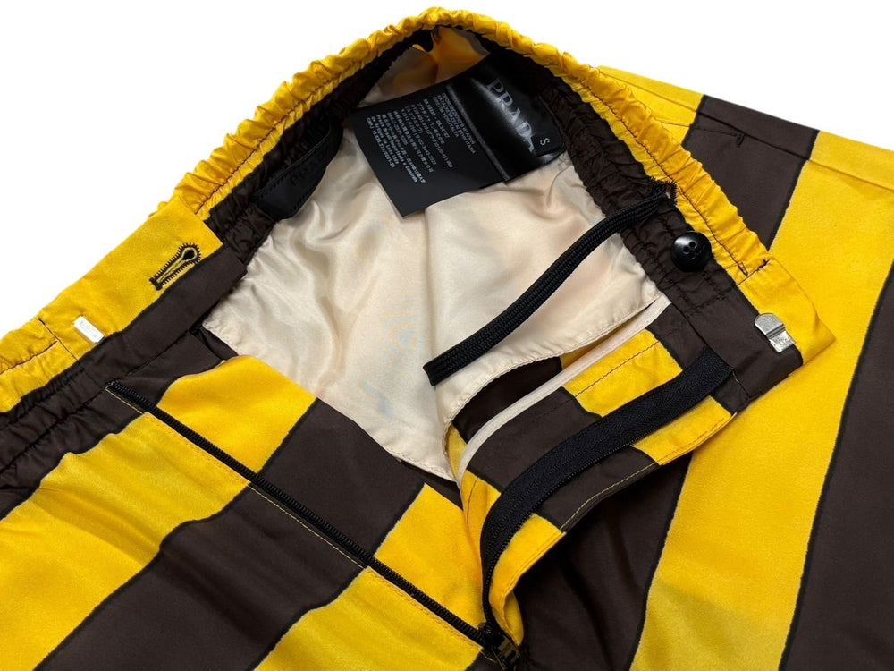 Very good condition PRADA Border Silk Shorts Shorts SPH218 Size S Yellow Brown Triangle Patch Used 4b007886