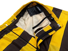 画像をギャラリービューアに読み込む, 極美品 PRADA プラダ ボーダー シルクショートパンツ ショーツ SPH218 サイズS イエロー ブラウン トライアングルパッチ 中古 4b007886