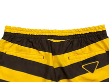 画像をギャラリービューアに読み込む, 極美品 PRADA プラダ ボーダー シルクショートパンツ ショーツ SPH218 サイズS イエロー ブラウン トライアングルパッチ 中古 4b007886