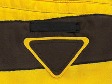 画像をギャラリービューアに読み込む, 極美品 PRADA プラダ ボーダー シルクショートパンツ ショーツ SPH218 サイズS イエロー ブラウン トライアングルパッチ 中古 4b007886