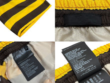 画像をギャラリービューアに読み込む, 極美品 PRADA プラダ ボーダー シルクショートパンツ ショーツ SPH218 サイズS イエロー ブラウン トライアングルパッチ 中古 4b007886