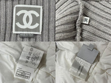 画像をギャラリービューアに読み込む, 極美品 CHANEL シャネル スポーツライン 切り替え ニットダウンジャケット P16399W02678 サイズ38 ココマーク ホワイト グレー 中古 4b007888