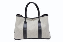 画像をギャラリービューアに読み込む, 極美品 HERMES エルメス ガーデンパーティPM ハンドバッグ トートバッグ □G刻印 トワルアッシュ ナチュラル ブラック 中古 4b007889