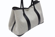 画像をギャラリービューアに読み込む, 極美品 HERMES エルメス ガーデンパーティPM ハンドバッグ トートバッグ □G刻印 トワルアッシュ ナチュラル ブラック 中古 4b007889