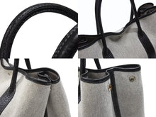 画像をギャラリービューアに読み込む, 極美品 HERMES エルメス ガーデンパーティPM ハンドバッグ トートバッグ □G刻印 トワルアッシュ ナチュラル ブラック 中古 4b007889