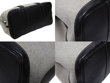 画像をギャラリービューアに読み込む, 極美品 HERMES エルメス ガーデンパーティPM ハンドバッグ トートバッグ □G刻印 トワルアッシュ ナチュラル ブラック 中古 4b007889