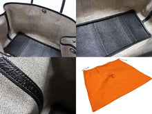 画像をギャラリービューアに読み込む, 極美品 HERMES エルメス ガーデンパーティPM ハンドバッグ トートバッグ □G刻印 トワルアッシュ ナチュラル ブラック 中古 4b007889