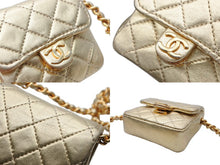 画像をギャラリービューアに読み込む, 極美品 CHANEL シャネル ミニミニ マトラッセ チェーンショルダーバッグ ポーチ ポシェット 1番台 ラムスキン シャンパンゴールド 中古 4b007891