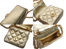画像をギャラリービューアに読み込む, 極美品 CHANEL シャネル ミニミニ マトラッセ チェーンショルダーバッグ ポーチ ポシェット 1番台 ラムスキン シャンパンゴールド 中古 4b007891