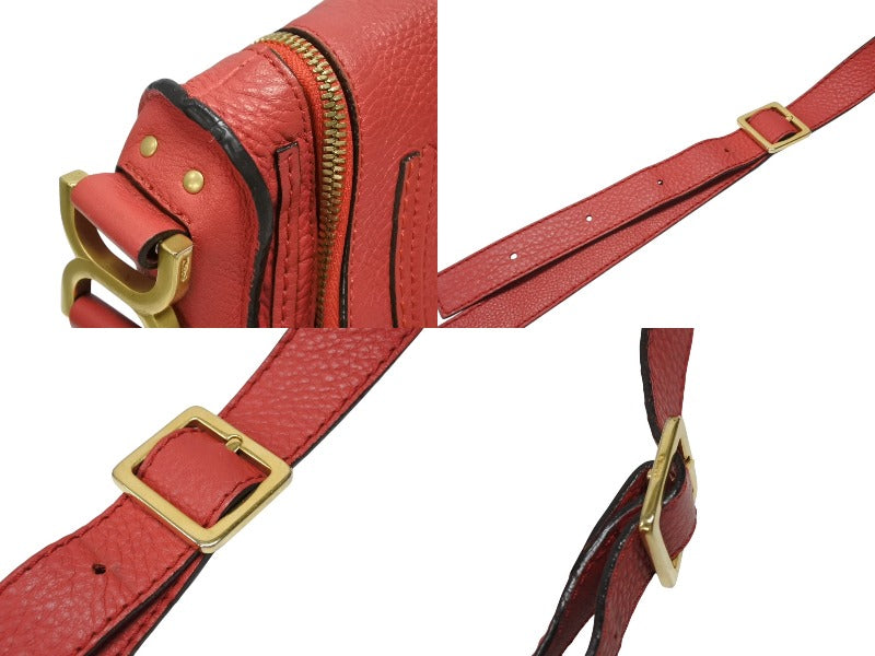 Chloe クロエ MARCIE マーシー ショルダーバッグ 02-12-60-65 グレインレザー レッド ゴールド金具 美品 中古 4b007893