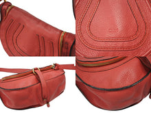 画像をギャラリービューアに読み込む, Chloe クロエ MARCIE マーシー ショルダーバッグ 02-12-60-65 グレインレザー レッド ゴールド金具 美品 中古 4b007893