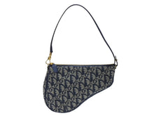画像をギャラリービューアに読み込む, 極美品 Christian Dior クリスチャンディオール サドルポーチ アクセサリーポーチ MC 0071 ネイビー トロッター柄 ガリアーノ期 中古 4b007899