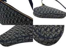 画像をギャラリービューアに読み込む, 極美品 Christian Dior クリスチャンディオール サドルポーチ アクセサリーポーチ MC 0071 ネイビー トロッター柄 ガリアーノ期 中古 4b007899