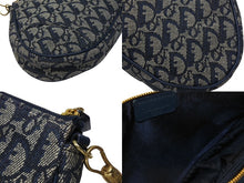 画像をギャラリービューアに読み込む, 極美品 Christian Dior クリスチャンディオール サドルポーチ アクセサリーポーチ MC 0071 ネイビー トロッター柄 ガリアーノ期 中古 4b007899