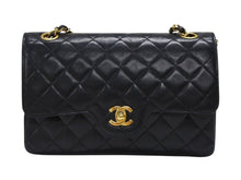 画像をギャラリービューアに読み込む, CHANEL シャネル マトラッセ23 Wフラップ Wチェーンショルダーバッグ 1番台 ココマーク ラムスキン ブラック 美品 中古 4b007900