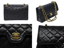 画像をギャラリービューアに読み込む, CHANEL シャネル マトラッセ23 Wフラップ Wチェーンショルダーバッグ 1番台 ココマーク ラムスキン ブラック 美品 中古 4b007900