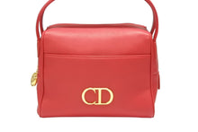 画像をギャラリービューアに読み込む, Christian Dior クリスチャンディオール レザーハンドバッグ レッド ロゴ金具 スペイン製 ゴールド金具 美品 中古 4b007901