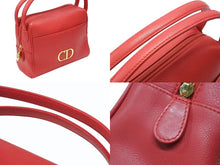 画像をギャラリービューアに読み込む, Christian Dior クリスチャンディオール レザーハンドバッグ レッド ロゴ金具 スペイン製 ゴールド金具 美品 中古 4b007901