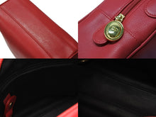 画像をギャラリービューアに読み込む, Christian Dior クリスチャンディオール レザーハンドバッグ レッド ロゴ金具 スペイン製 ゴールド金具 美品 中古 4b007901